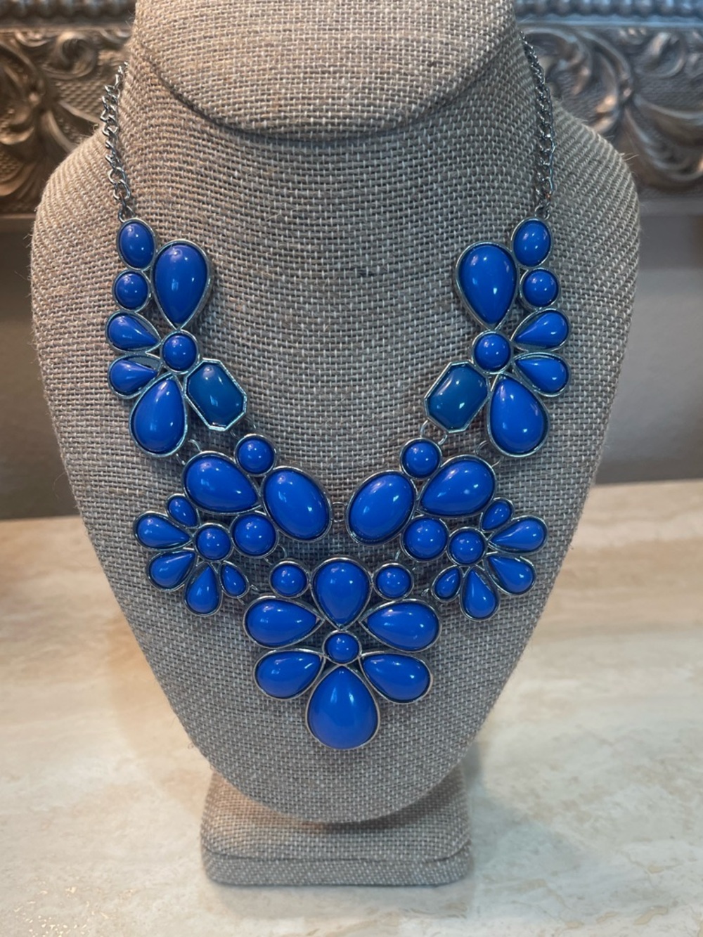 Blue Floral Statement Necklace